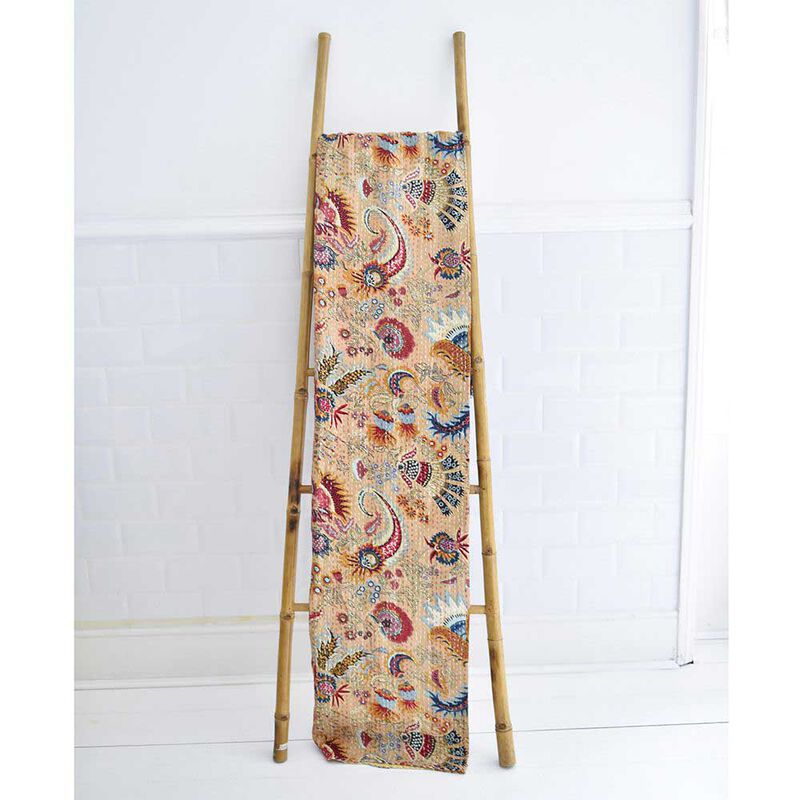 Powell Craft Kantha Throw Desert Sand Wild Flower Print image number 3